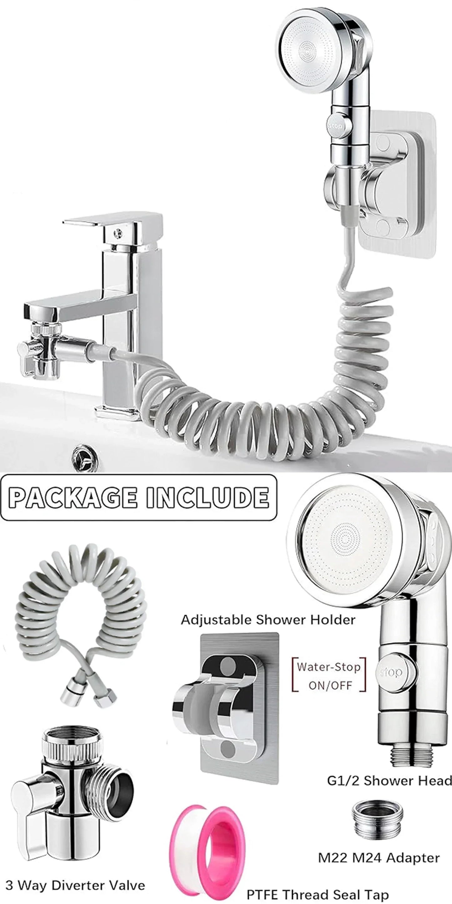 Handheld faucet water diverting shower
