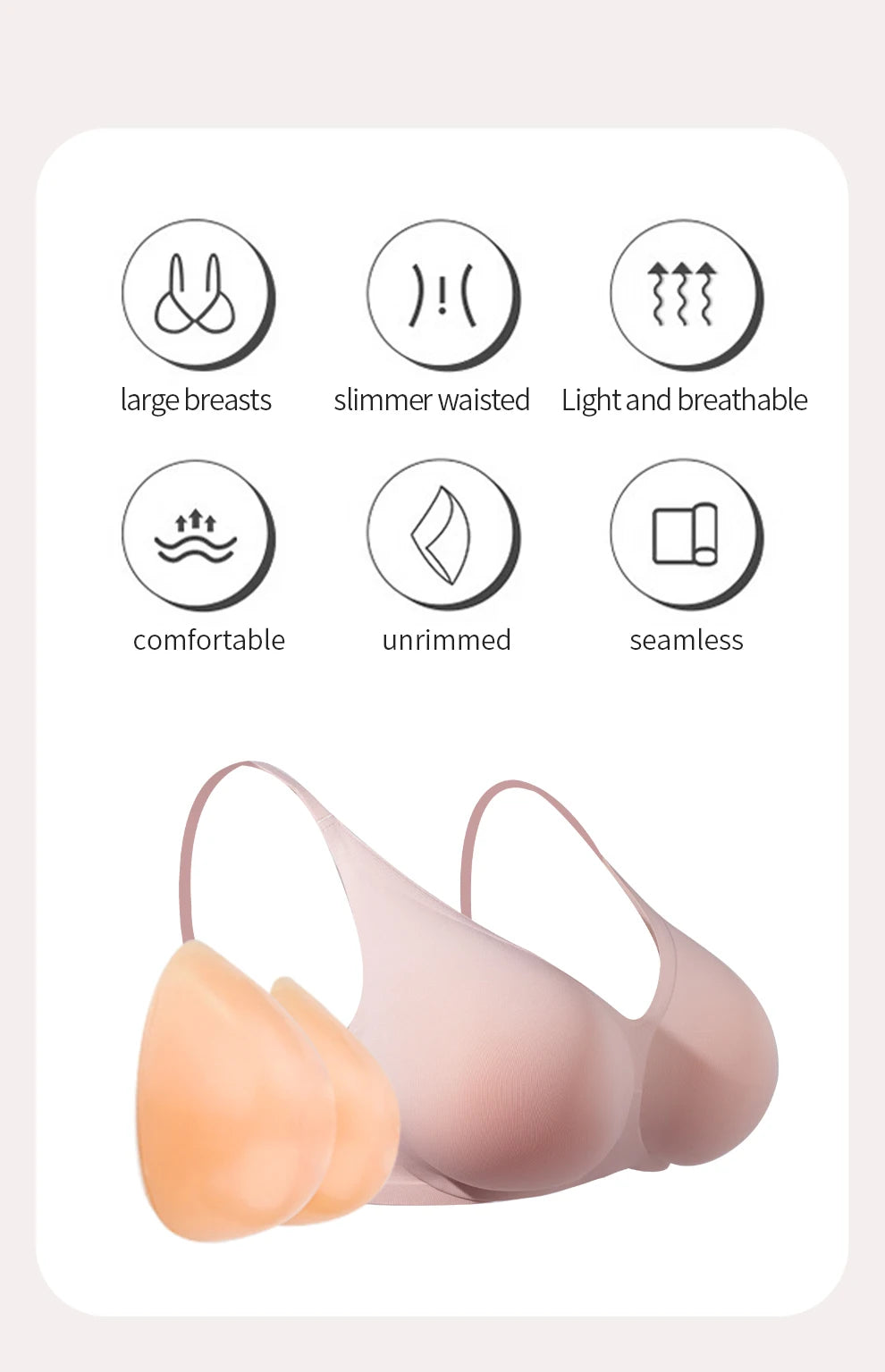 2 In 1 Silicone Breast Pocket Bra with Pad