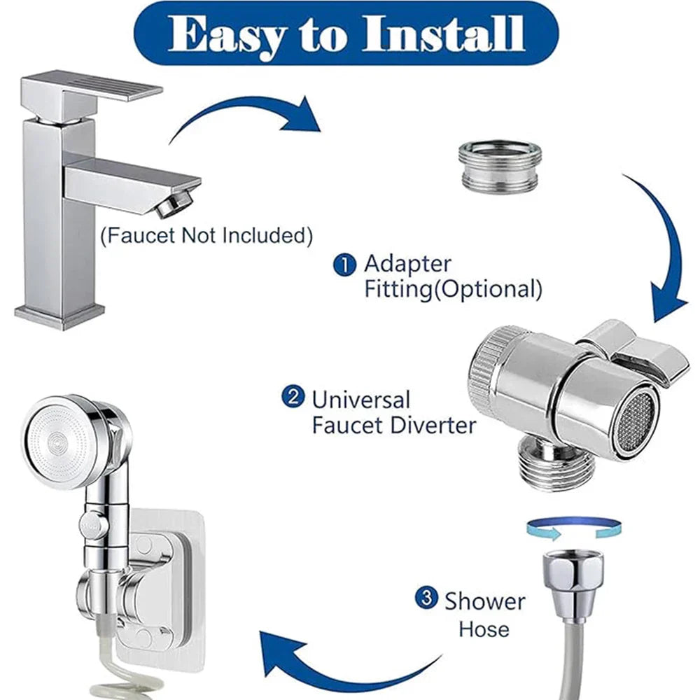 Handheld faucet water diverting shower