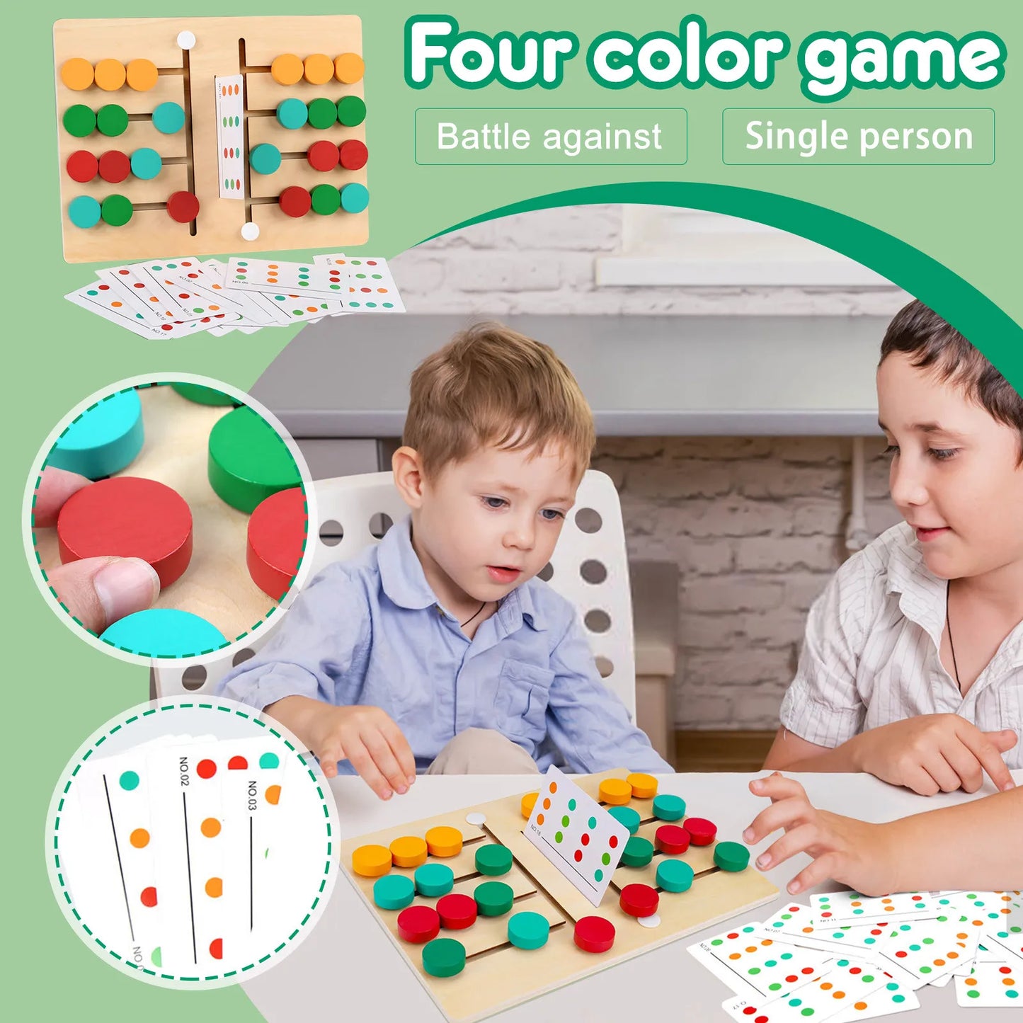 Montessori Wooden Colorful Slide Puzzle Board Game