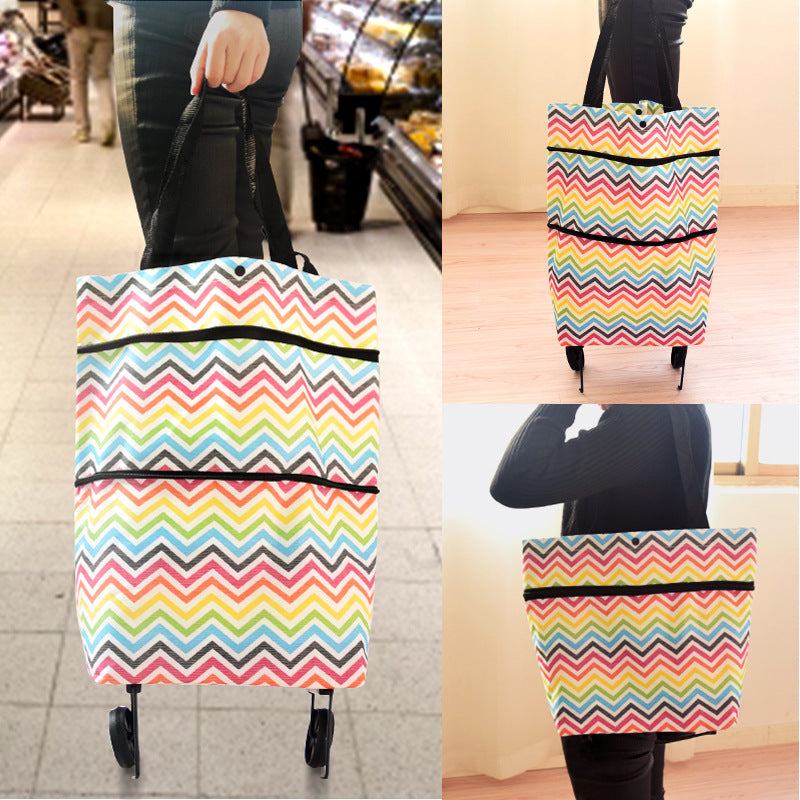 Folding shopping bag trolley