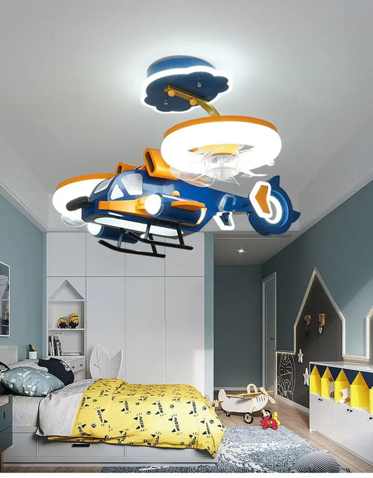 Kids airplane lights fan