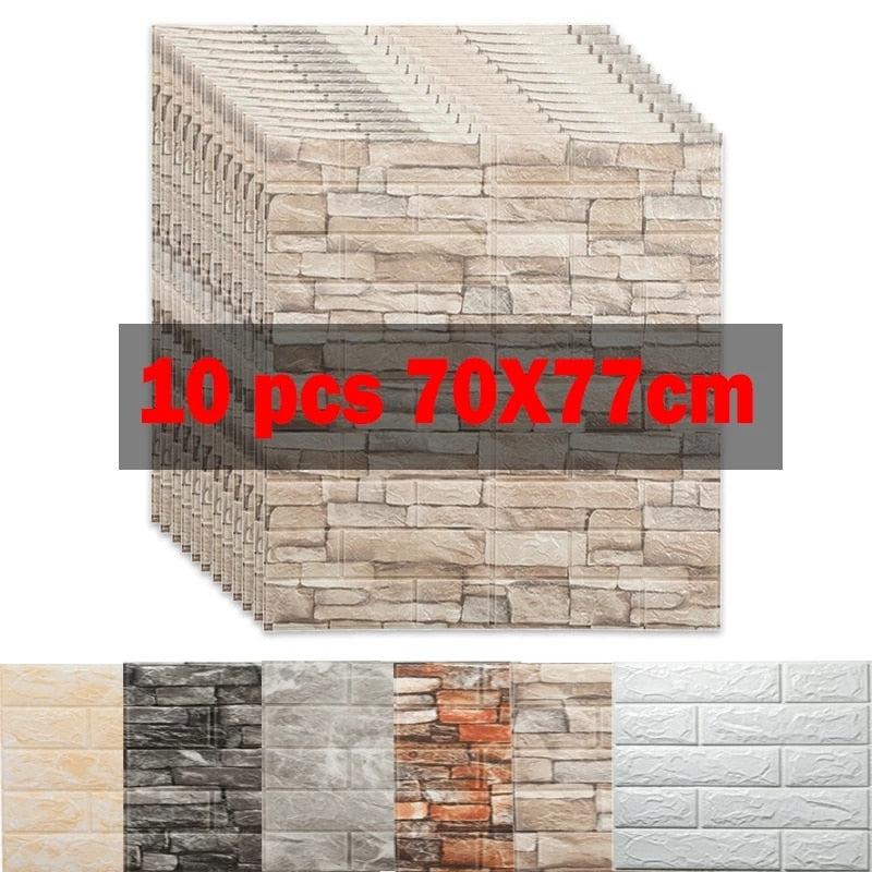 10Pcs 3D Brick Wall Sticker