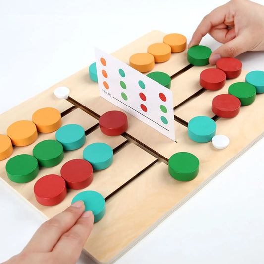 Montessori Wooden Colorful Slide Puzzle Board Game