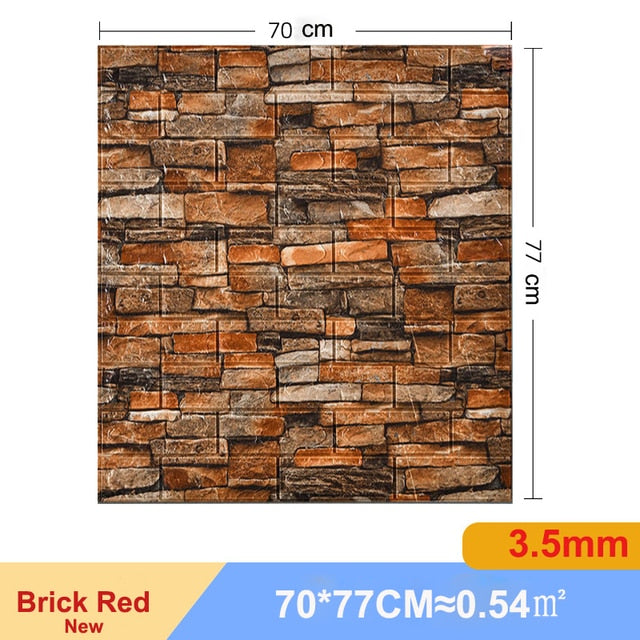 10Pcs 3D Brick Wall Sticker