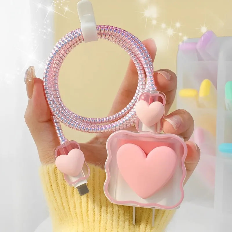 3D Heart Soft Silicone Charger Case