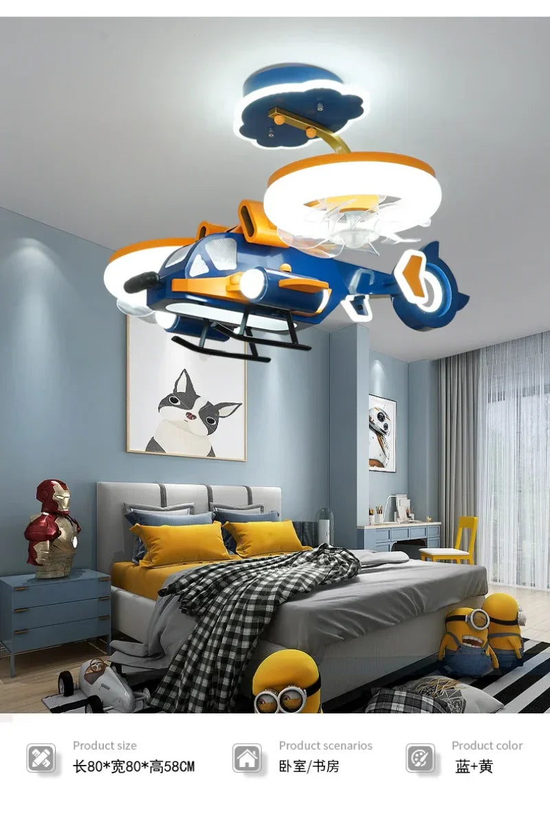 Kids airplane lights fan